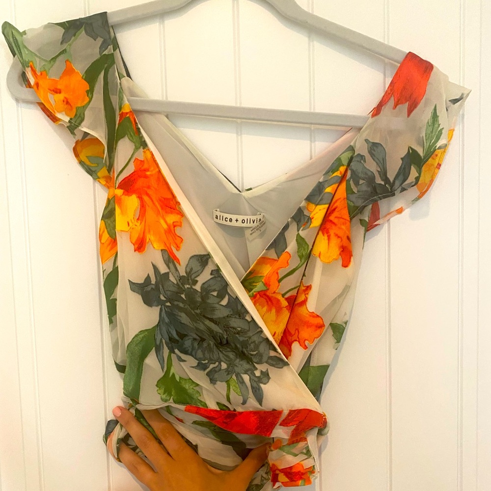 Alice and Olivia wrap crop top- new
